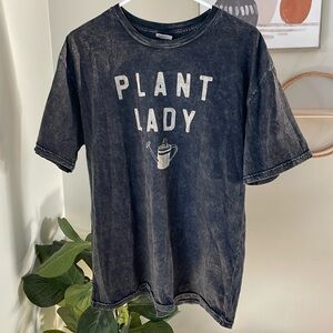 Acid Wash Plant Lady Graphic Tee Womens Large